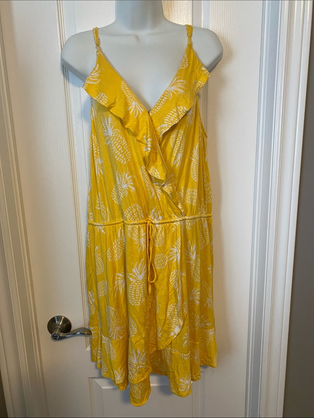 La Vie En Rose Yellow Pineapple Print Beach Coverup Dress
